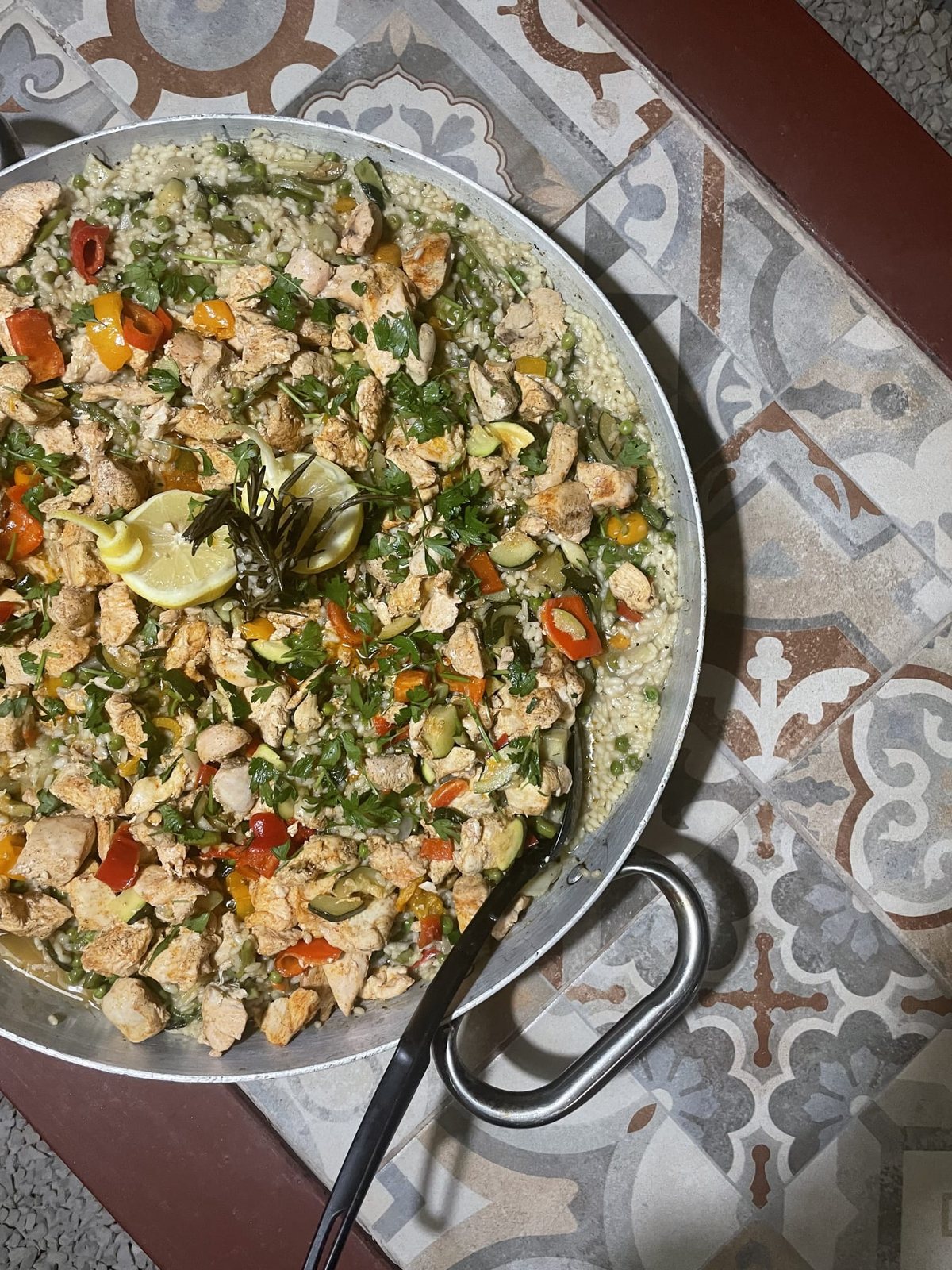 Fresh paella-style dinner shared by the group